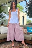Arbi Gingham Pocket Culotte Pant Plum